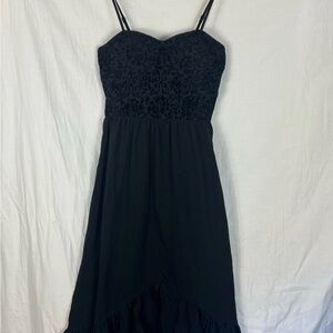 Chic Black Floral High Low Dress